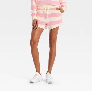 Women's Striped Sweater Shorts - JoyLab™ Light Pink/Cream Stripe All Sizes